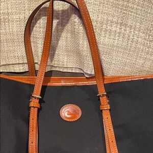 Dooney & Bourke Red and Brown Leather Trim Bag